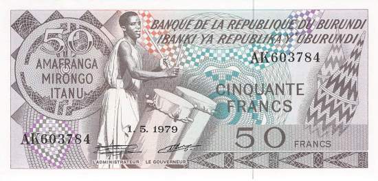 Burundi p28a 50 Francs 1979